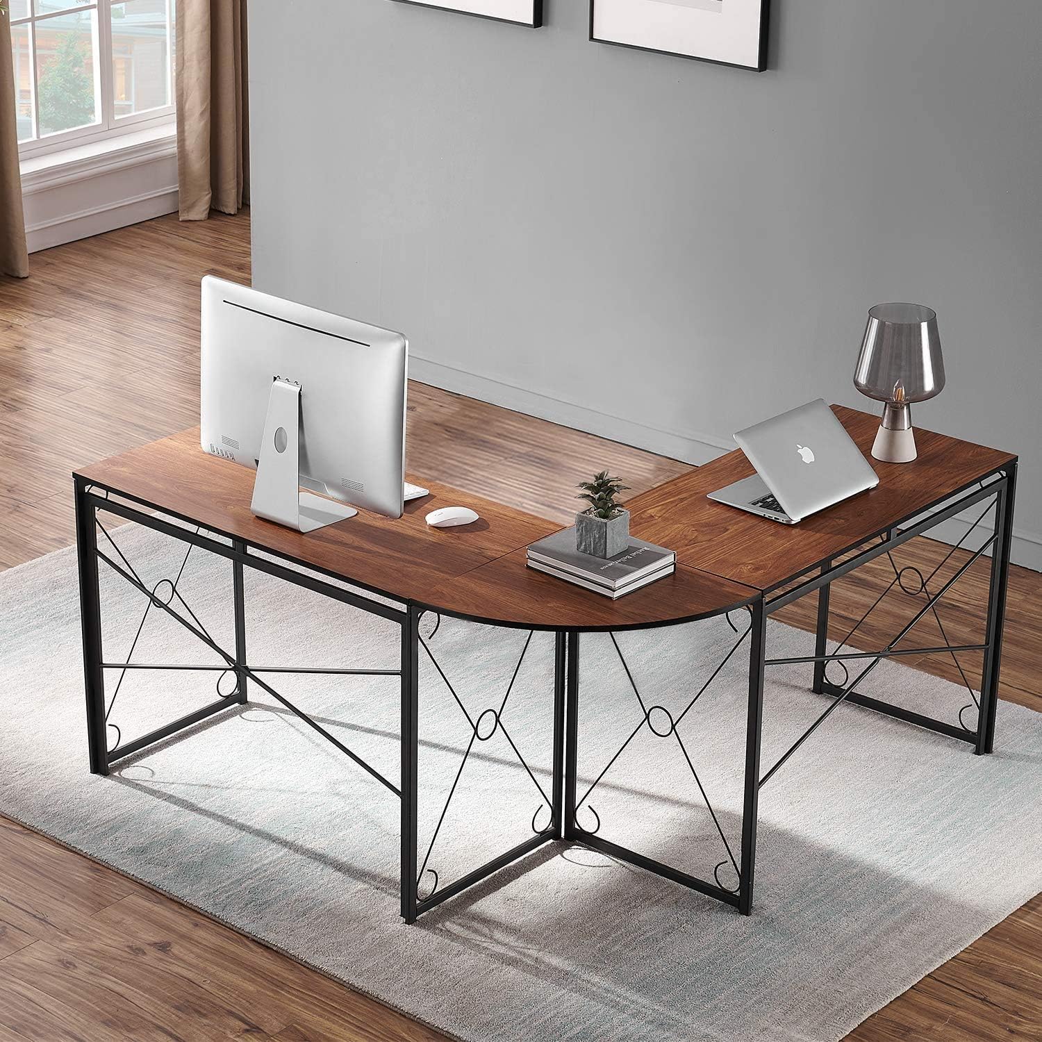 PRITI Corner Desk Folding Table Writing Computer Desk LShaped Home
