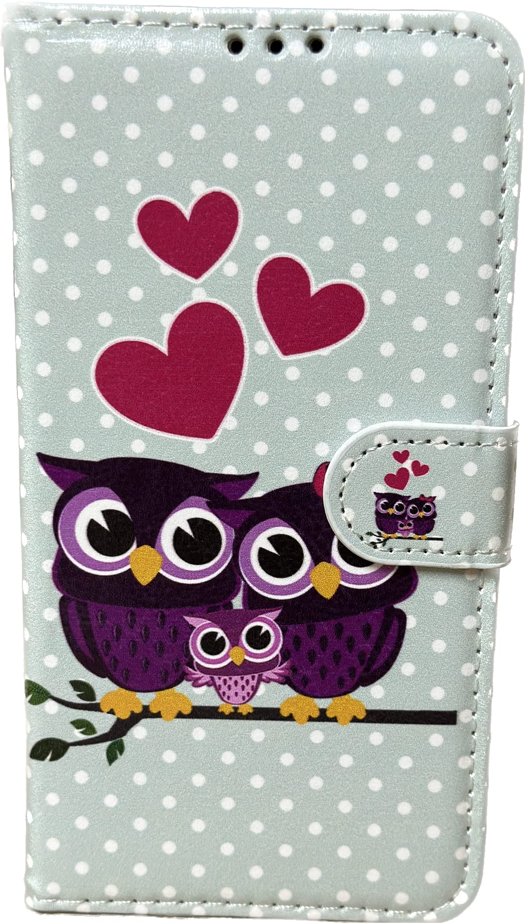 iPhone XR Leather Wallet Case - Folio Flip Book Cover with Magnetic Clasp Closure - Adjustable Viewing Stand (iPhone XR, Family Owl) โ image 1