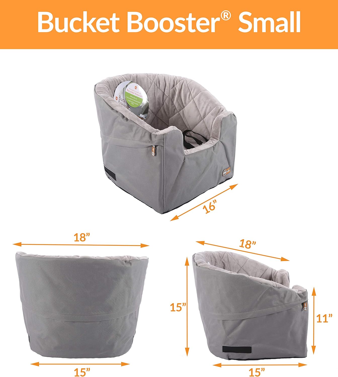 K&H Pet Products Bucket Booster Dog Car Seat Small Gray 14.5" x 20" : Automotive Pet Booster Seats : Pet Supplies