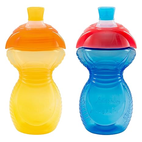 Munchkin Click Lock Bite Proof Sippy Cup, 9 Ounce, 2 Count (Yellow/Blue)