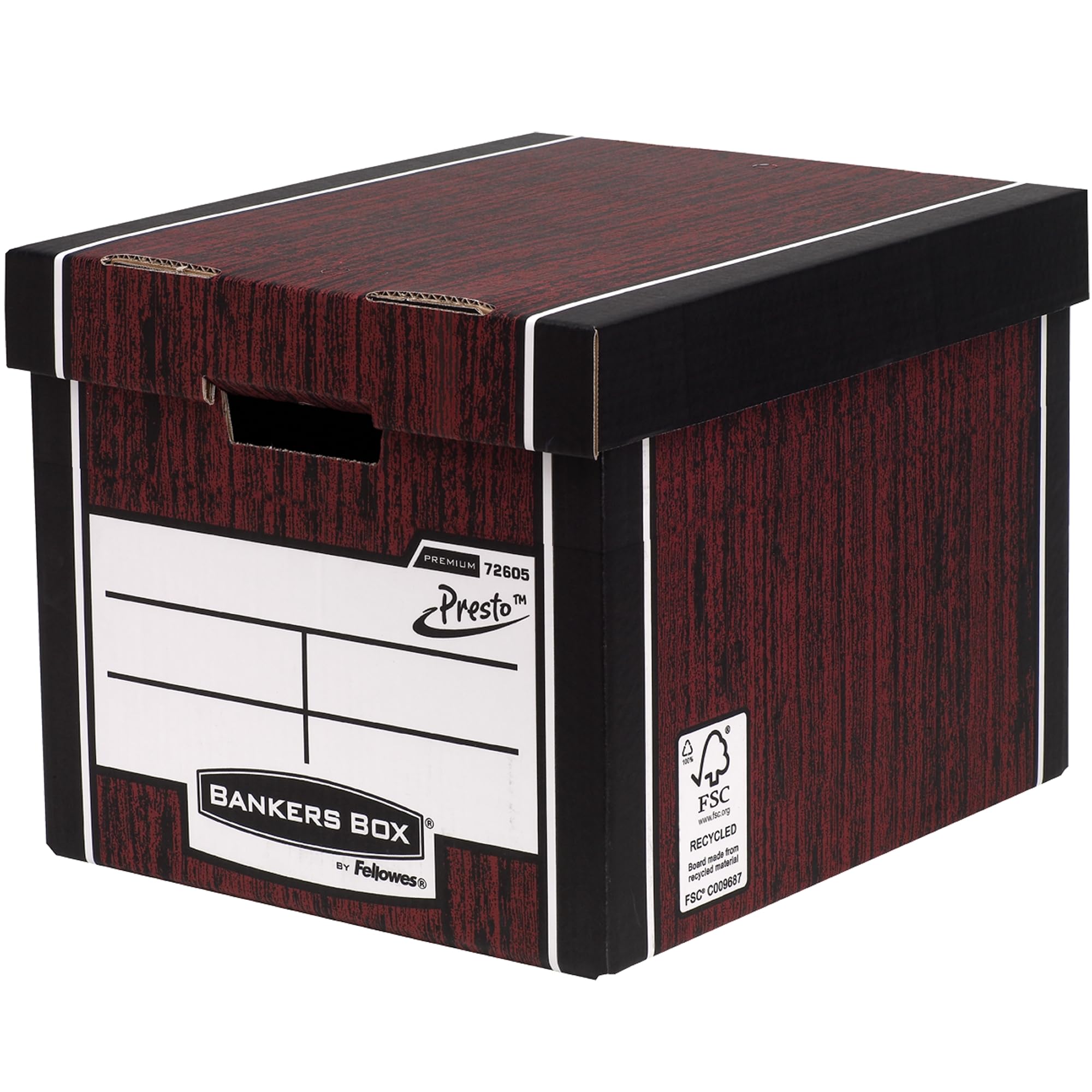 Fellowes Bankers Box Premium 726 Tall Storage Box - Woodgrain, Pack of 10