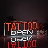Hoyoelec TATTOO OPEN Neon Sign for Wall Décor with Dimmable Switch LED Neon Business Signs Light