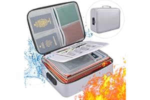Upusa Fireproof Document Box,Fireproof Document Bag with Lock,3-Layer Important Document Organizer,Fire Proof/Waterproof Safe Bag for Money,Paperwork and Laptop,Travel Home Document Organizer