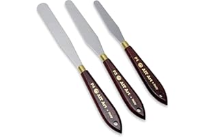 AIT PRODUCTS AIT Art Select Palette Knives, Set of 3, Made in Italy, Carbon Steel Blades with Comfortable Wooden Handles Provide Flexibility and Durability for Easy Paint Mixing and Superior Color Spreadability