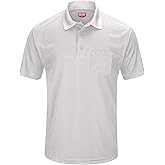 Red Kap Men's Short Sleeve Knit Performance Polo, Silver, Medium