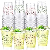 Jingmore 100 Pcs Christmas Candy Cone Disposable Cups Bulk 12 oz Clear Plastic Candy Theme Cups Cold Beverage Drinking Container for Xmas, Birthday, Bridal Shower, Wedding Party