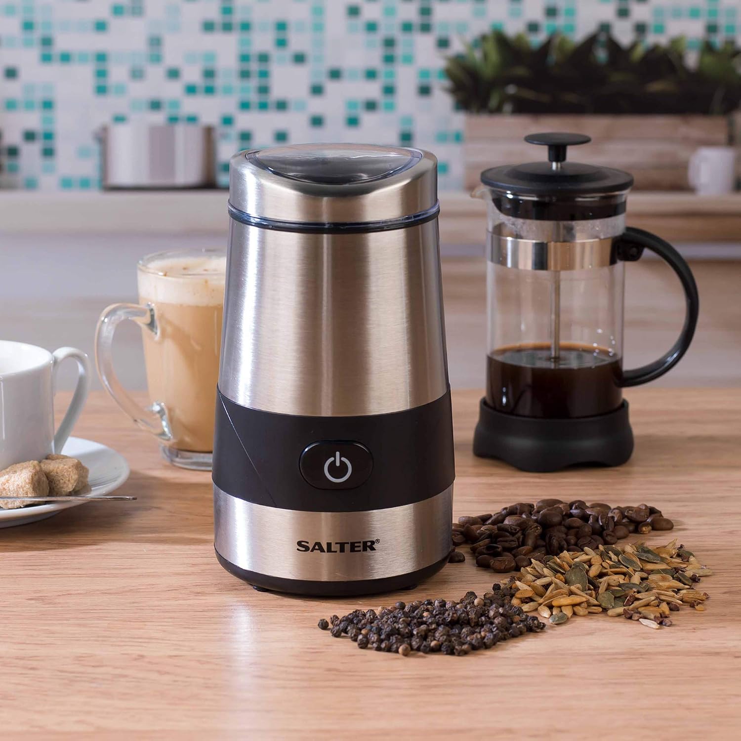 Salter Electric Coffee Grinder, Bean, Nut & Spice Grinder, Stainless Steel Blade, 60g Herb Grinding Mill, One Touch Operation - Image 4