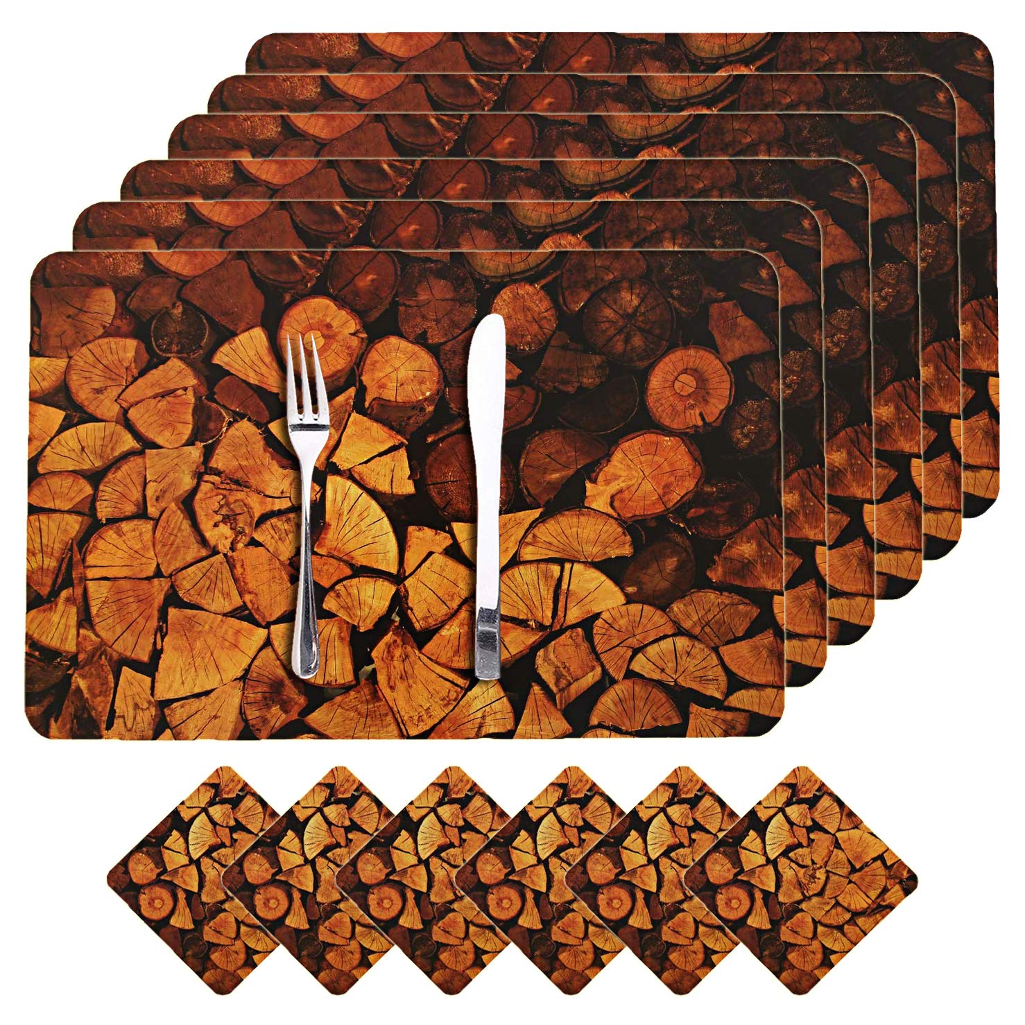 Buy Heart Home Wooden Design PVC 6 Piece Dining Table Placemat Set with