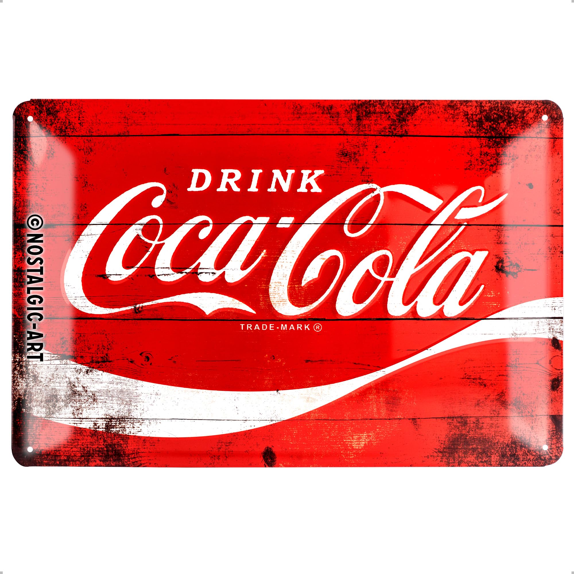 Nostalgic-Art Retro Tin Sign – Coca-Cola – Logo Red Wave – Gift idea for Coke fans, Metal Plaque, Vintage design for wall decoration, 20 x 30 cm