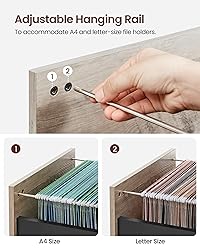 VASAGLE File Cabinet, Mobile Filing Cabinet with