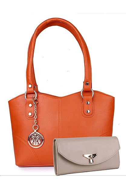 Women Marks Womens Shoulder Bag and Wallet (Orange, Combo of 2)