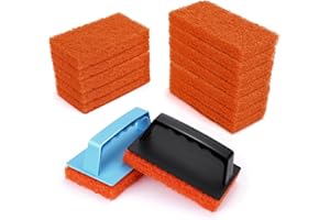 ASDICOXB Hhome Griddle Cleaning Kit 16 Piece for Blackstone Flat Top, Grill Cleaning Accessories Tool, Easy Clean on Hot or Cold Surfaces, 14 Cleaning Pads and 2 Handles