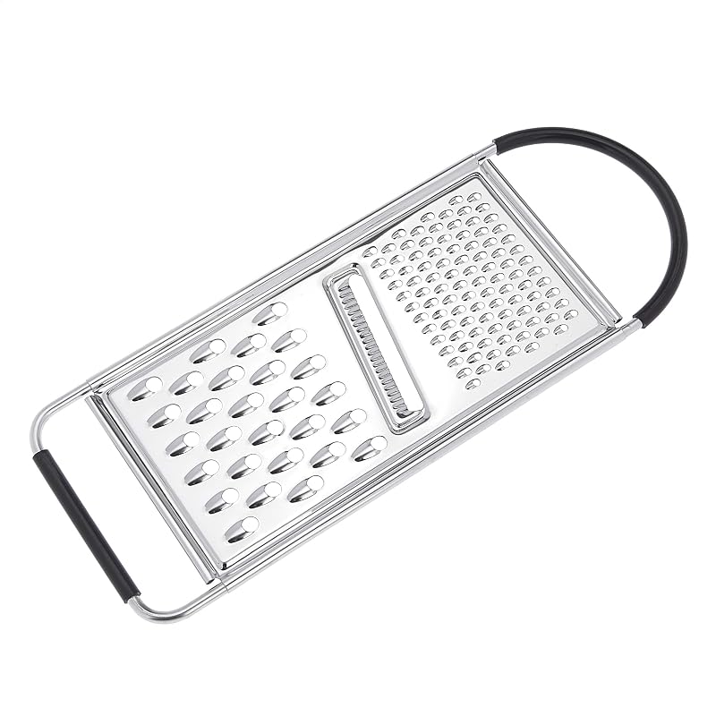 Râpe plate rectangulaire en acier inoxydable avec poignée et base antidérapantes, passe au lave-vaisselle, Noir