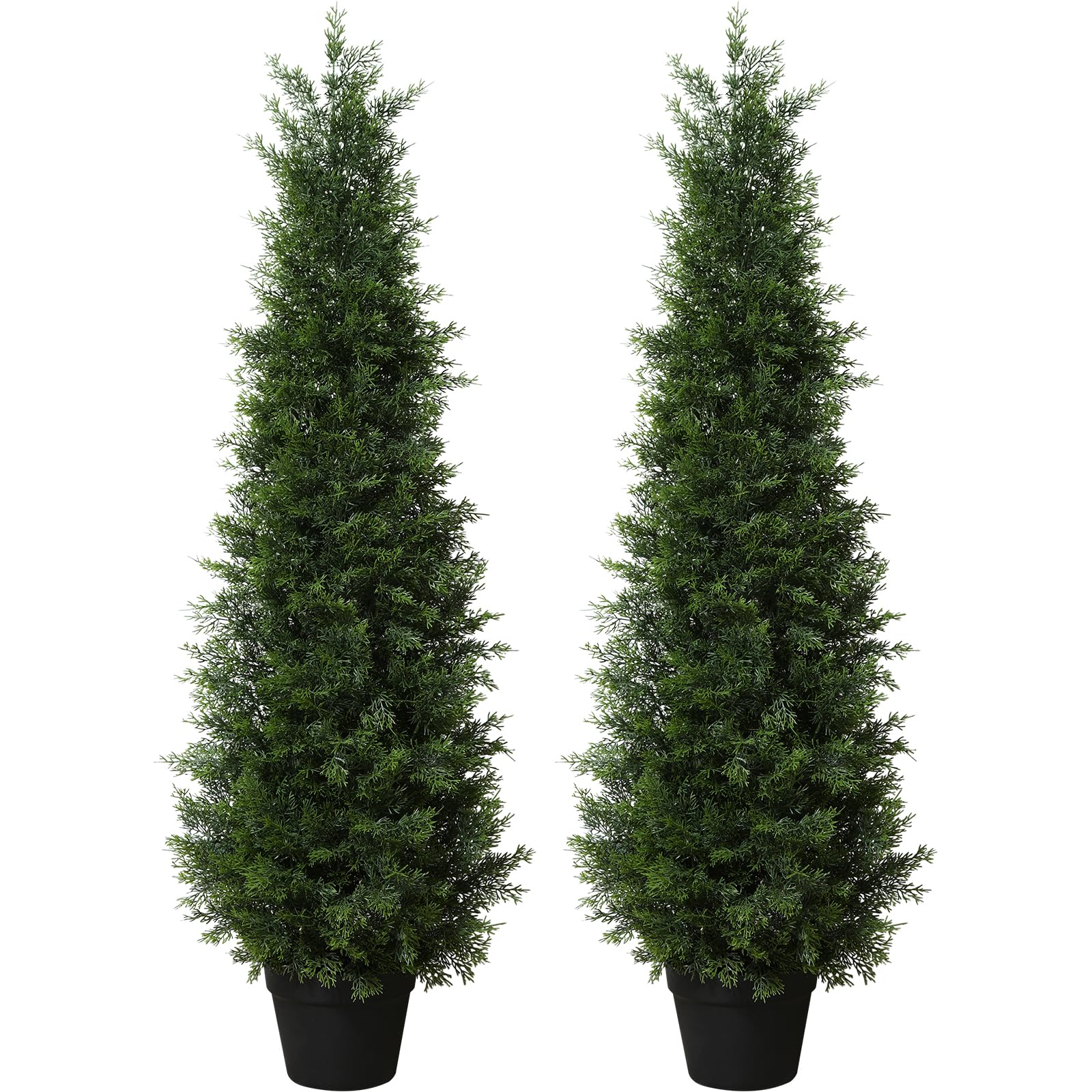 LOMANTO Outdoor Artificial Topiary Cedar Tree 4Ft UV Rated Potted ...