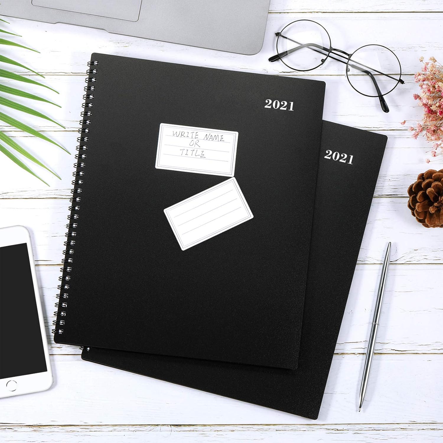 2021 Monthly Planner - 12-Month Planner with Tabs & Pocket & Label, Contacts and Passwords, 8.5" x 11", Thick Paper, Jan. - Dec. 2021, Twin-Wire Binding - Black by Artfan : Office Products
