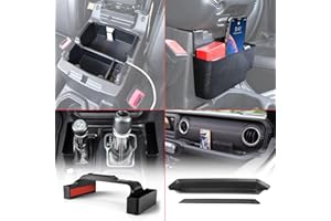 4PCS Storage Accessories for 2024-2026 Jeep Wrangler JL JLU 4XE & Gladiator JT Center Console Organizer Hanging Armrest Stora