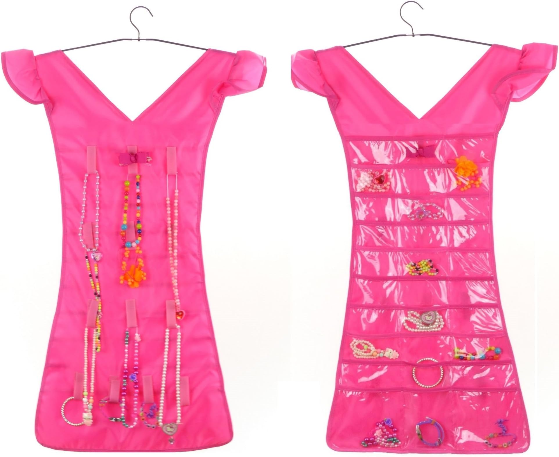 MARZ Products Long Dress-Style Hanging Closet Jewelry & Accessories Organizer, in Fuscia