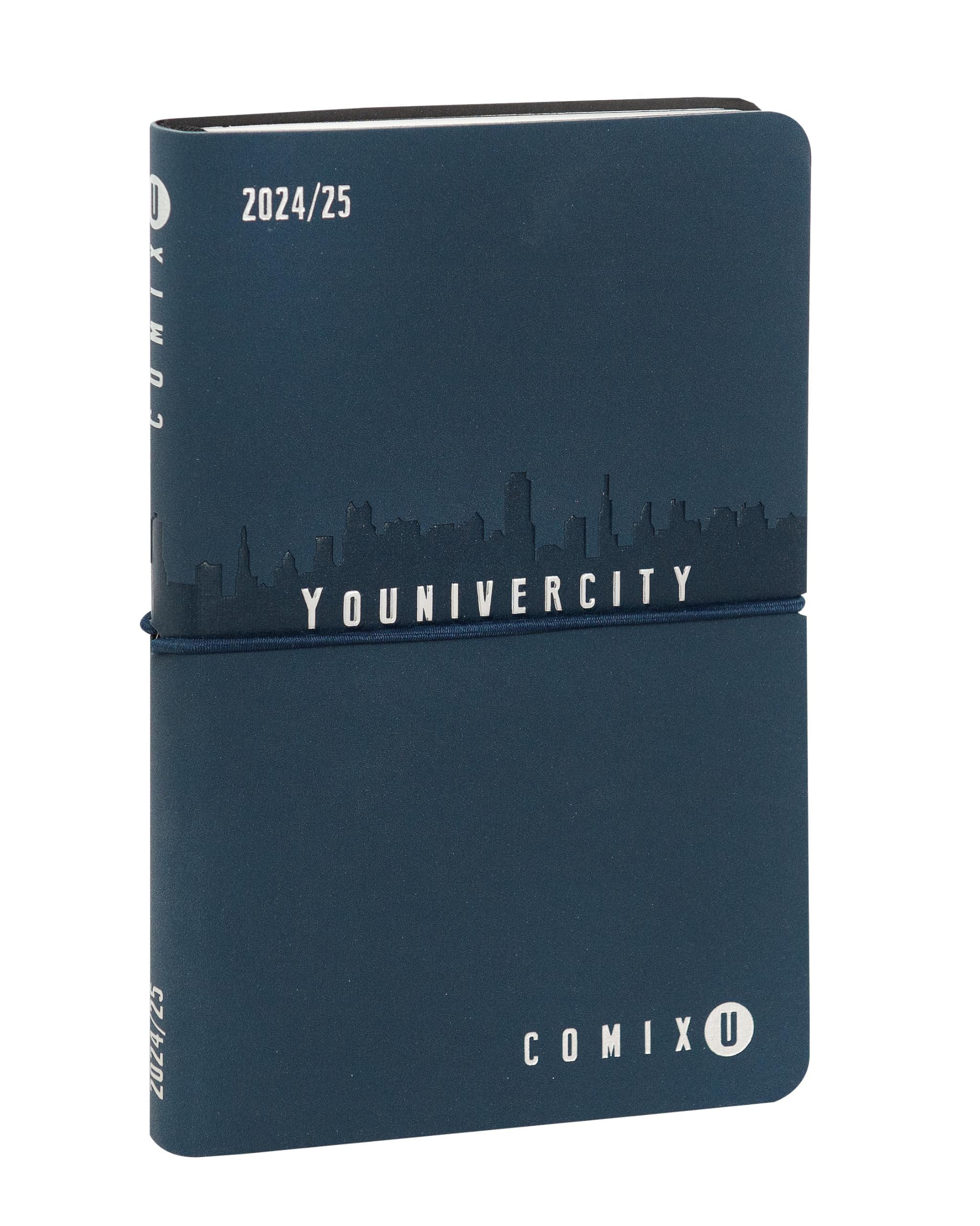 COMIX U Younivercity 13 Month Medium Weekly Diary 2024-2025 Hard Cover Elastic Closure and 224 Pages Ideal for University 11.8 x 18 cm Blue