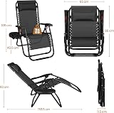 Yaheetech Zero Gravity Chairs Outdoor Folding Lounge Set of 2 with Pillows view 3