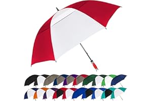 STROMBERGBRAND UMBRELLAS The Typhoon Tamer 62 Inch Vented Windproof Double Canopy Large Golf Umbrella for Rain & Wind, Strong Fiberglass Oversized Lightweight Professional Quality Golfers Umbrella for Men & Women, Red/White