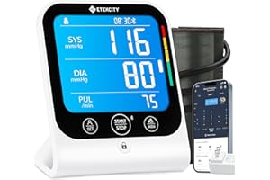 Etekcity Bluetooth Blood Pressure Monitor, FSA-HSA Eligible, Smart Upper Arm Automatic BP Machine with App, Wide Cuff 8.6"-16.5", Irregular Heartbeat Detection,Home Medical Diagnostic Kit Wearables