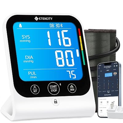 Etekcity Bluetooth Blood Pressure Monitor, FSA-HSA Eligible, Smart Upper Arm Automatic BP Machine with App, Wide Cuff 8.6"-16.5", Irregular Heartbeat Detection,Home Medical Diagnostic Kit Wearables