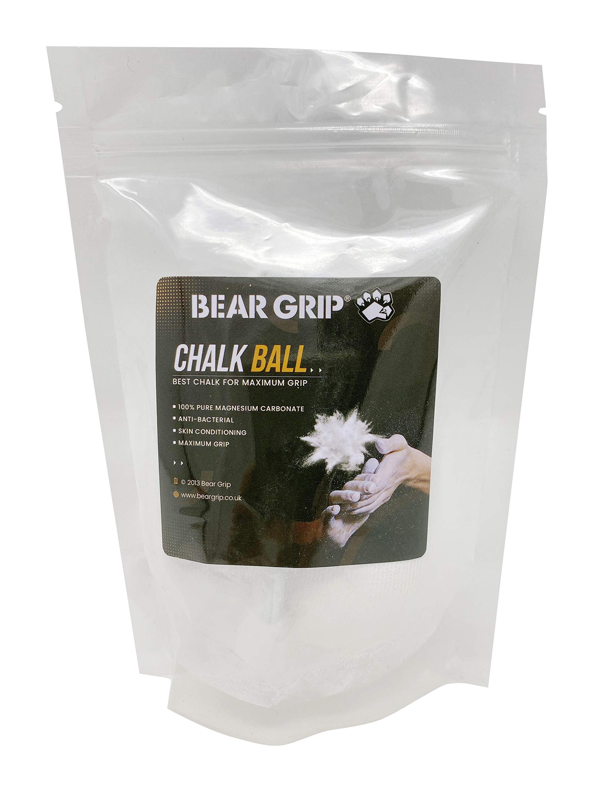 BEAR GRIP Climbing Chalk Ball – Lifting & Gymnastics Chalk, Non-Slip Grip, 100% Magnesium Carbonate, Ideal for Rock Climbing, Bouldering, Weightlifting, Gym Training & Pole Dancing - 56 grams
