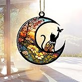 NAZENTI Custom Cat Memorial Sun Catcher, Personalized with Name Date Breed Loss of Pet Sympathy Gifts, Pet Memorial Xmas Decor, Gifts for Dog Lovers, Christmas Ornament