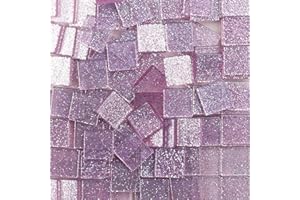 OAKBUD Mosaic Tiles Square Resin Glass Crystal Mosaic Glass Tile for Crafts Bulk DIY Picture Frames Handmade Jewelry Coasters Art Material Decoration,1x1 cm, 100pcs/25g (Glitter Purple)