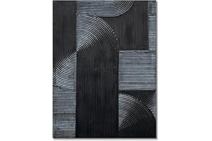 NANKAI Art Hand-Painted Black Modern Minimalist Art Painting Black Thick Texture Abstract Painting 40x28 inch Canvas Wall Decoration Oil Painting