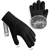 MAGISDU Kids Gloves Winter Alpaca Wool Knit Fleece Lined Gloves Touchscreen Warm for Boys Girls Children Toddler