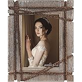 AKRILANE 5x7 Picture Frame Wood Rustic Decorative Distressed & Vintage Looking Photo Frames for Wall Mount & Table Top Display Home Decor – 5 x 7 Wedding Picture Frames – Style C