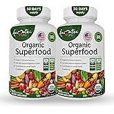 AAMATEC LIFE Organic Superfood Greens Fruits and Veggies Complex - Dietary Supplement with 14 Greens &14 Vegetables with Alfalfa Rich in Antioxidants Organic Ingredients Non-GMO (120 Count Pack of 2)