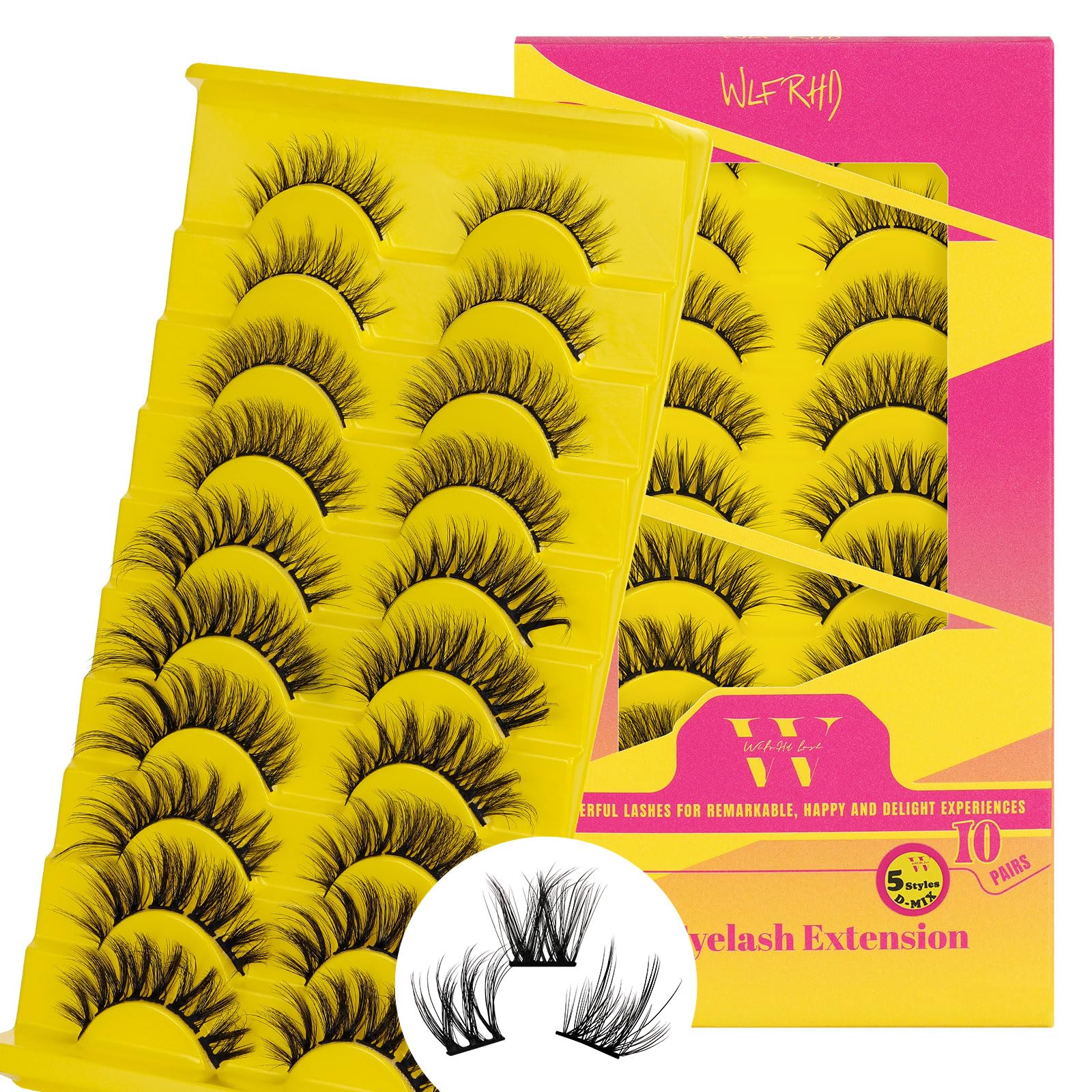 Photo 1 of Lash Clusters D Curl Diy Lash Extensions Cluster Lashes 12-14mm Length Eyelash Clusters Wispy Reusable Soft Natural Individual Lashes Cluster Thin Band For Makeup at Home by WLFRHD(D-Mixed 10-16mm)