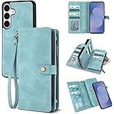 TwoHead Wallet Case Compatible with Samsung Galaxy S25 FE,Detachable Magnetic Phone Case,PU Leather All-Round Protective Cover Wallet,with Card Holder/Change Pocket(6.7 in,Blue)