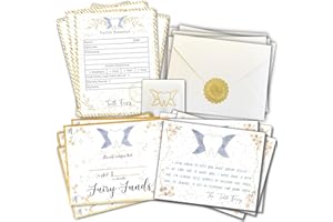 20 MOMENTS OF TOOTH Tooth Fairy Letter Kit with 5 Virtue-Themed Tooth Fairy Letter Poems, 5 Tooth Fairy Envelopes with Seals, 5 Tooth Receipts, 5 Customizable Cash Alternative Certificates, & 1 Tooth Holder