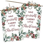 Merry Christmas Gift Labels with String, 2x3.5 Inches Holly Berries Print Xmas Gift Tags, Have Yourself A Merry Little Christmas, Holiday Wrapping Party Favor Decoration Supplies-A08