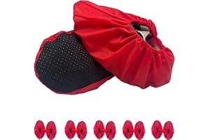 NAEE 5 Pairs Waterproof Anti slip Washable Reusable Boots Cover Indoor Shoe covers (L, Red), Large