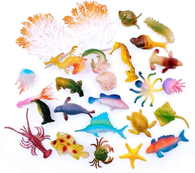 JZK 26 x Mini ocean sea animals figure animals toys set, portable