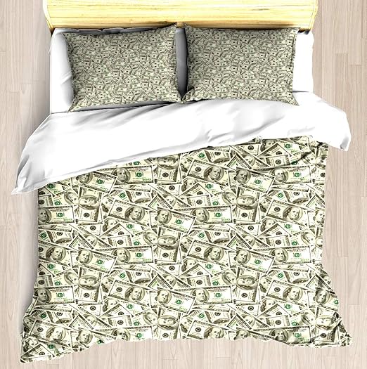 NTCBED 100 Dollar Bills Duvet Cover Set Soft Comforter