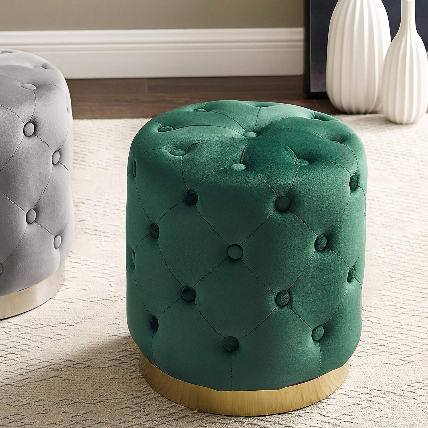 Best Emerald Round Tufted Storage Ottoman