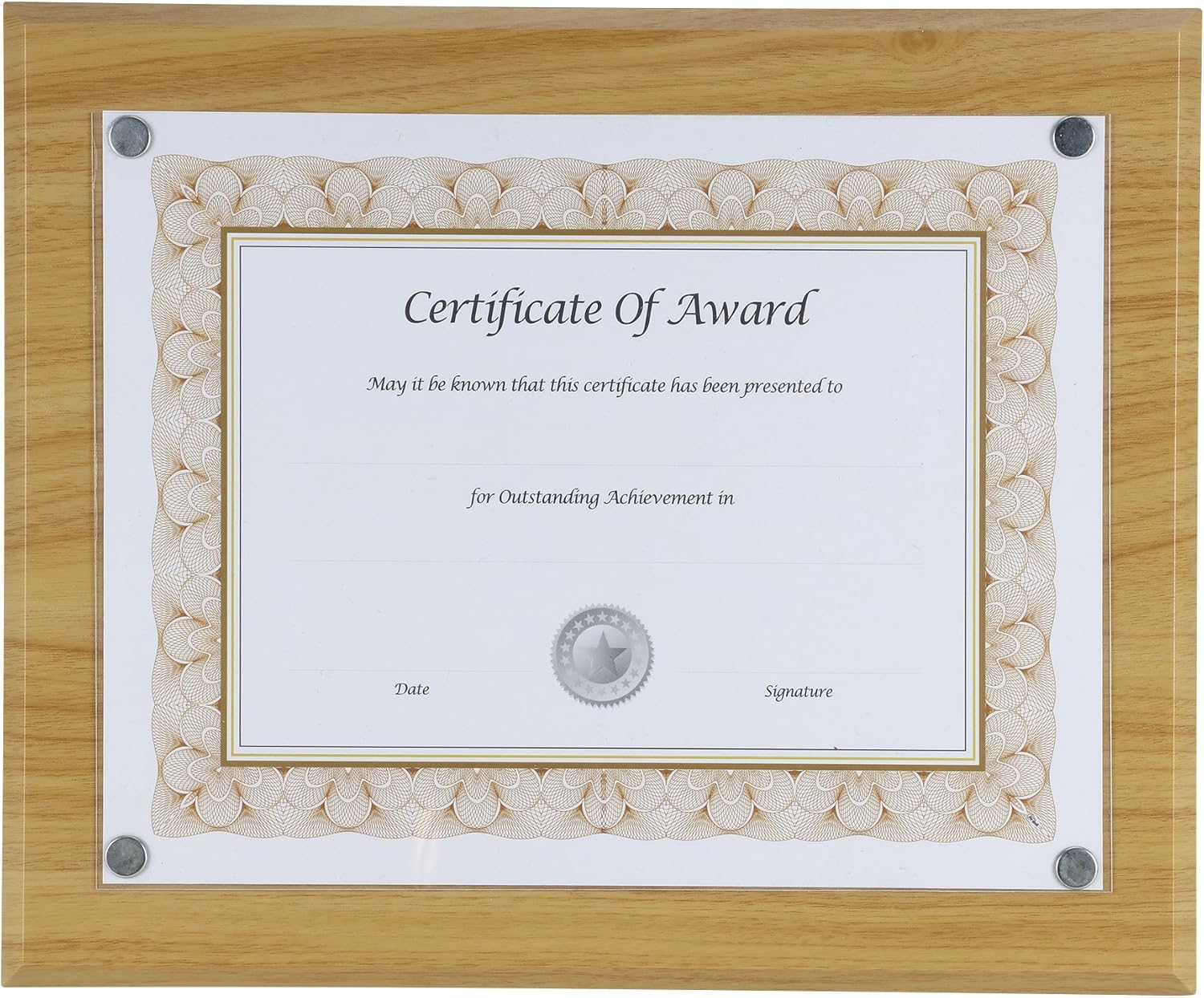 Nudell 8.5" x 11" Award Plaque with Exclusive Easy-load Magnetic Clear Cover System (actual dimensions 10.5" x 13"), Mahogany (18868) : Office Products