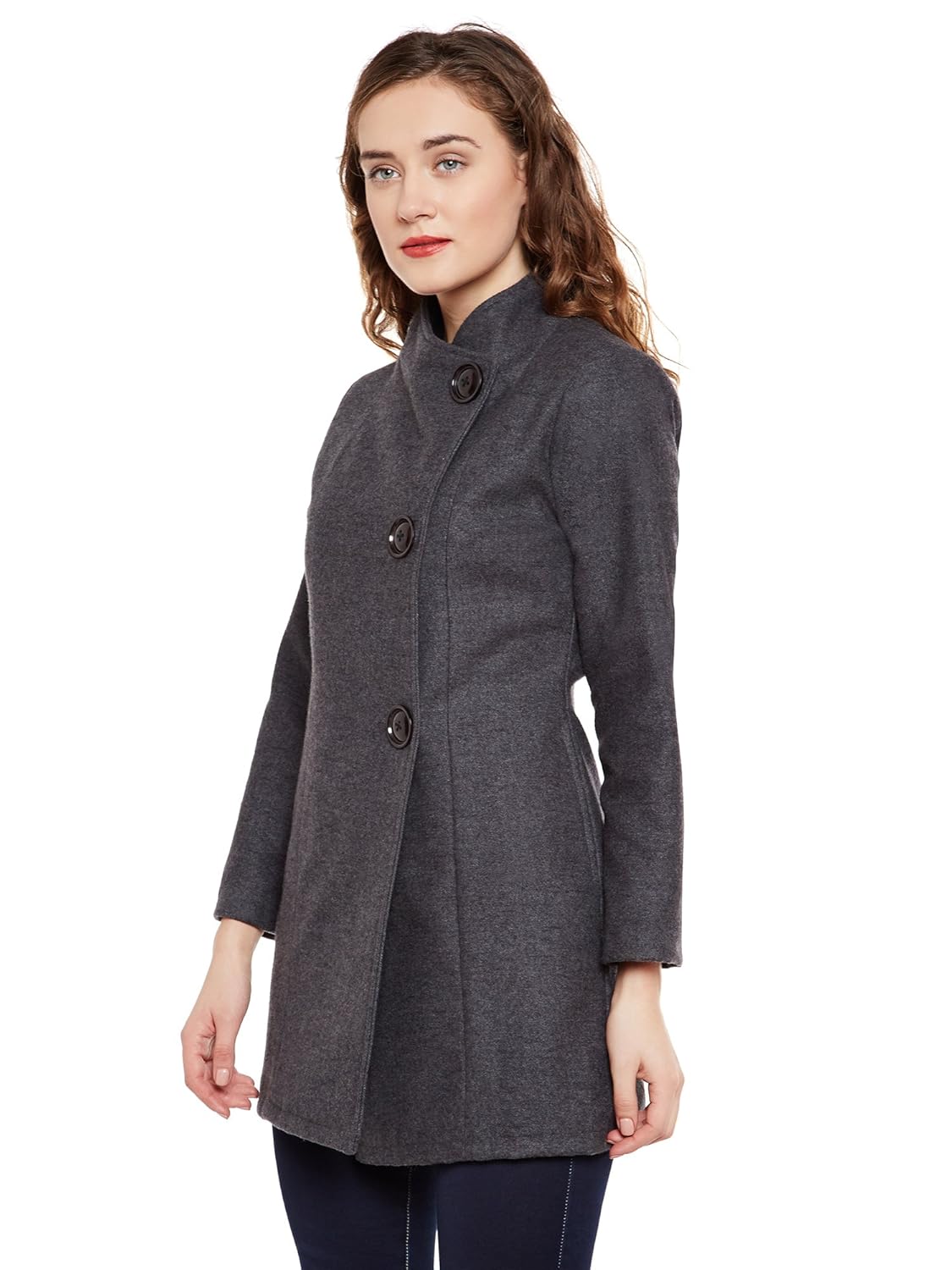 martini women woolen long winter coat (grey, xx-large)