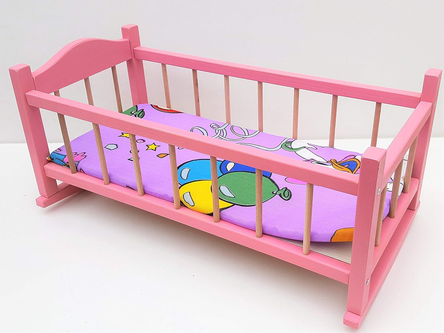 nattoyz Wooden toy cot cradle crib, rocking bed for dolls 20 inch