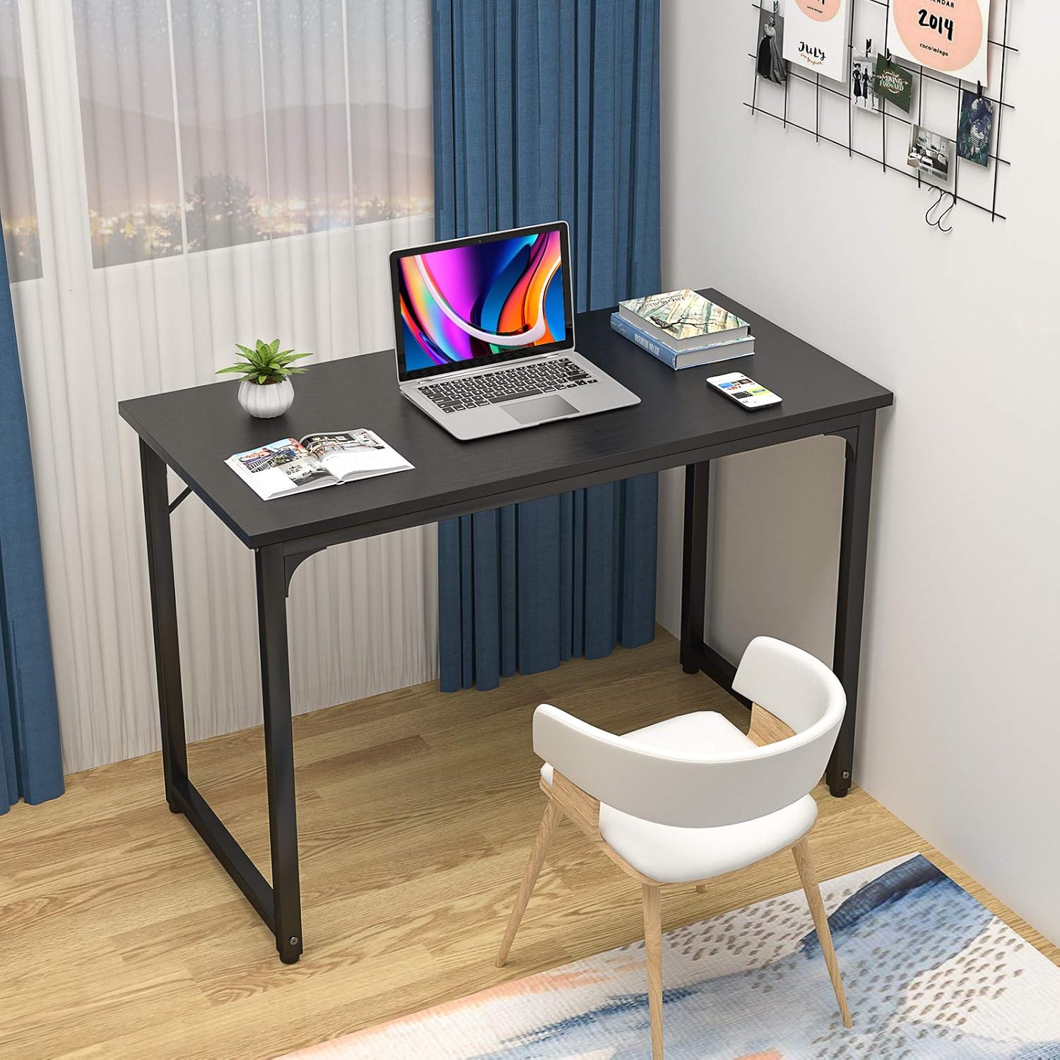 Homfio Computer Table 32 Inch Study Writing Home Office Desks, Modern Simple Sturdy PC Laptop Gaming Desk, Multi Usage Workstation Wood Work Table for Small Space, Easy to Assemble, Black: Kitchen & Dining