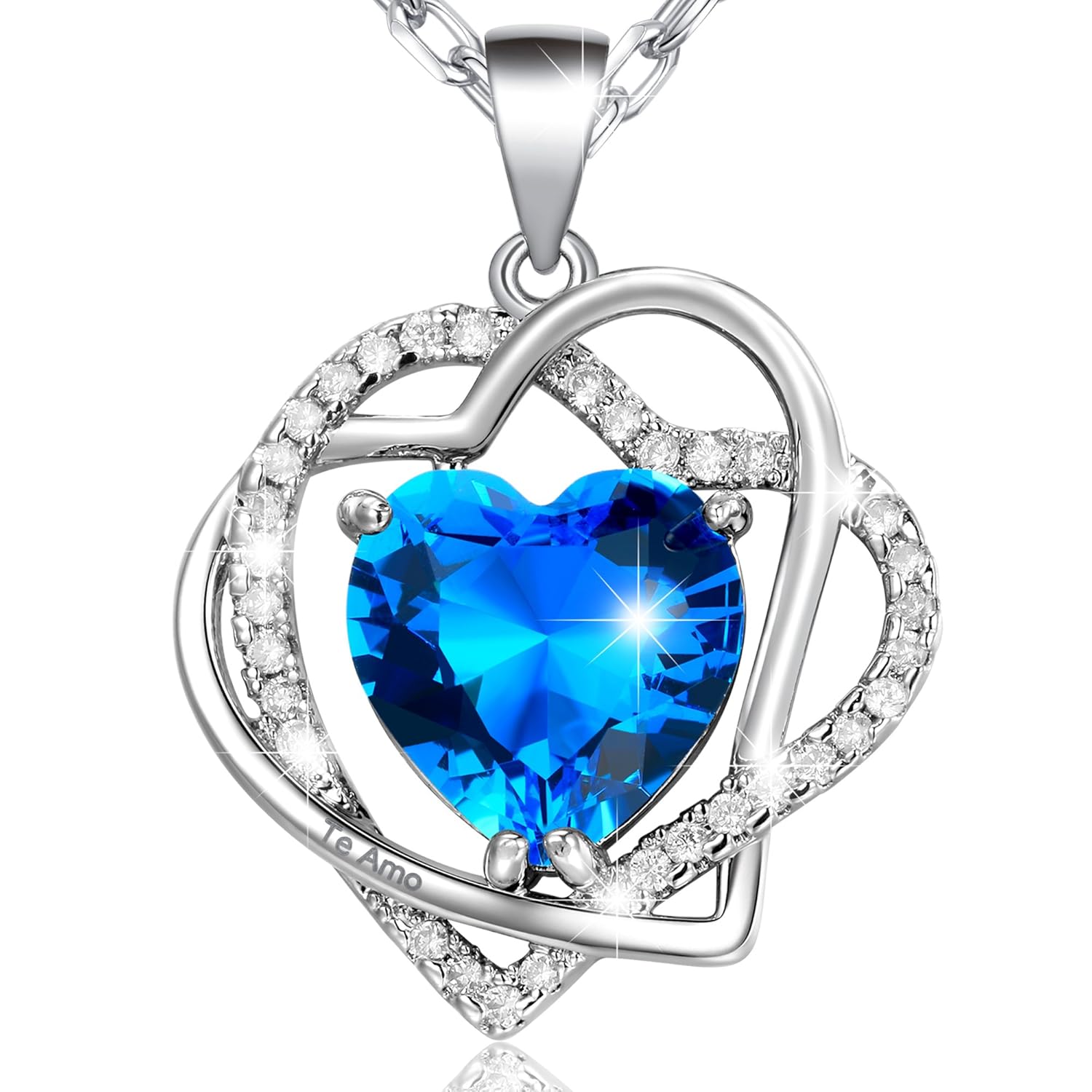 MARENJA Regalos Navidad Collar Mujer de Moda Colgante Doble Corazón Entrelazado con