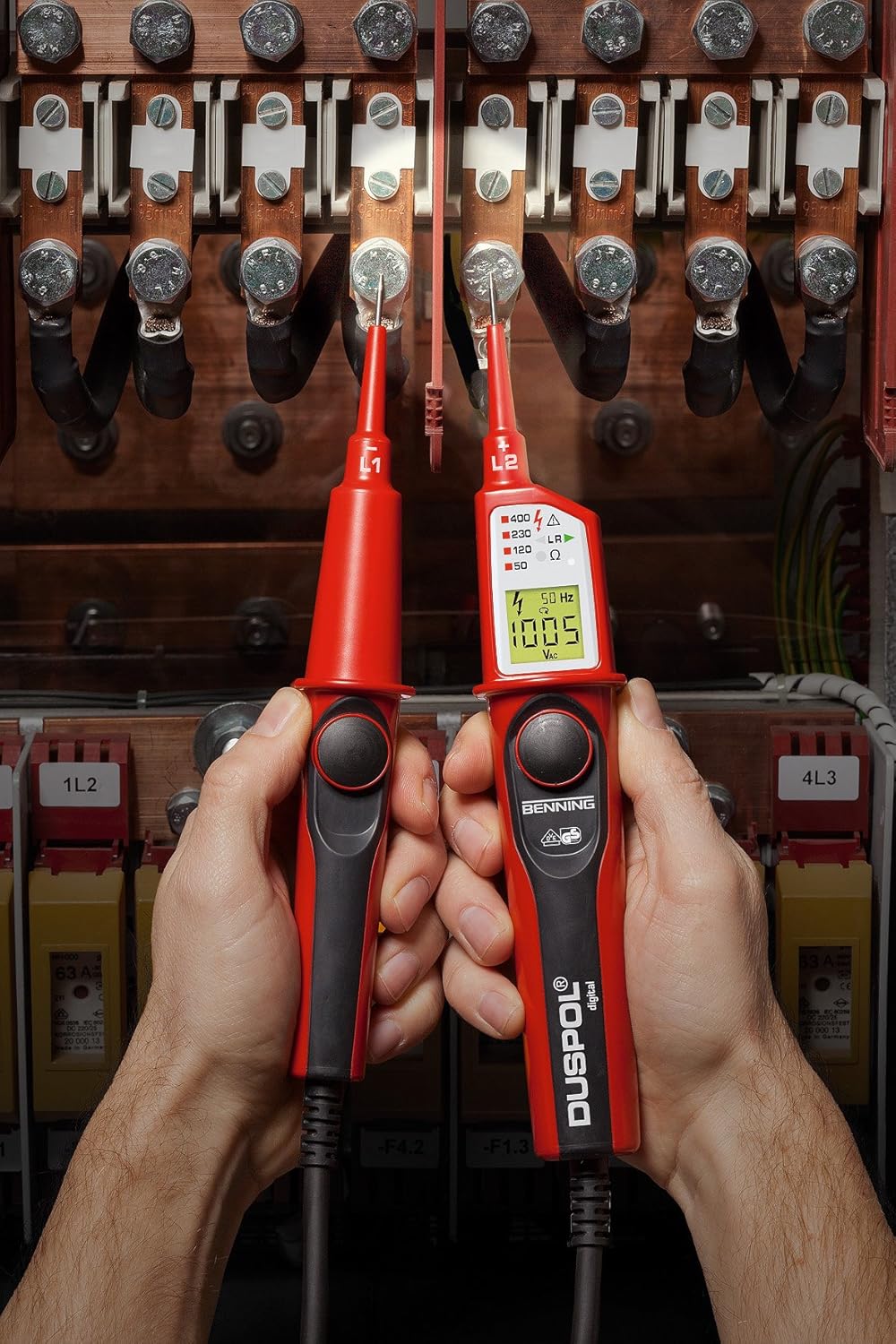 Benning 050263 “Duspol” Digtal Two Pole Voltage Tester, Red/Black