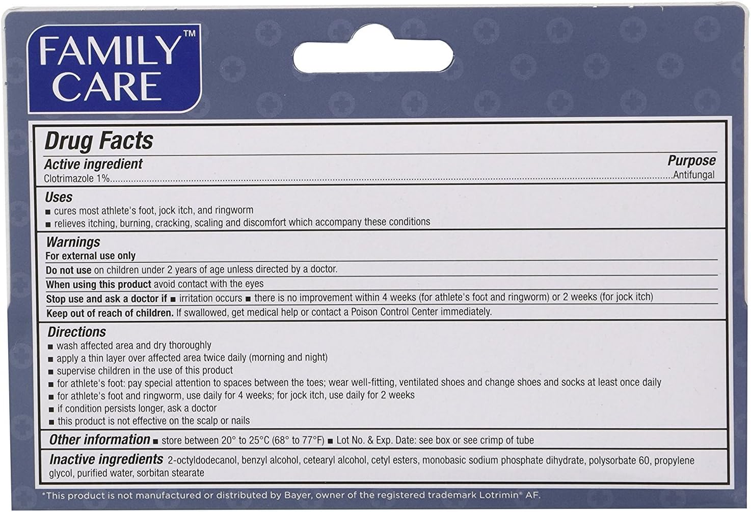 Family Care Clotrimazole Anti Fungal Cream, 1% USP Compare to Lotrimin 1oz. (10 Pack): Health & Personal Care