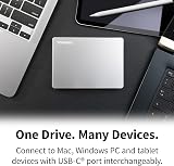 Toshiba 2TB Canvio Flex Portable External Hard Drive USB-C USB-A Silver view 2