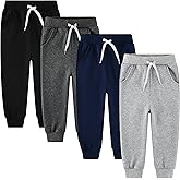 Avsead 4 Pack Toddler and Kids Boys Sweatpants Joggers Cotton Active Soft Joggers Pants with Functional Drawstring 2-14Y